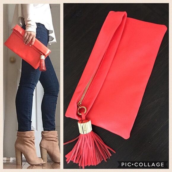 India Hicks Carmen Clutch - Flamingo - NEW - Picture 6 of 8